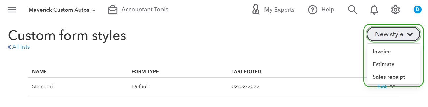 Add custom fields and customize forms – Online Bookkeeping